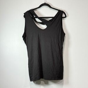Marcella Noelle Top Black‎ Asymmetrical Cutout Tank Tencel XL MB1268-A-001-XL